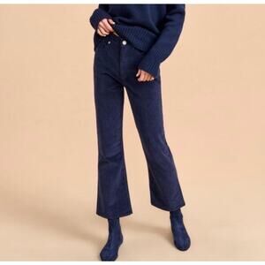 La Ligne Meredith Corduroy High Rise Cropped Flare Pant 26 Navy Blue Women’s